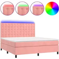 vidaXL Sommier tapissier avec matelas et LED Rose 180x200 cm Velours