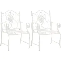 CLP Lot 2 Chaises De Jardin En Métal Blanc