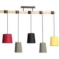 LINDBY Suspension , Amilia, dimmable, Bois, Salle à manger, Tissu / textile, Jeune