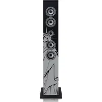 Ginza.se Enceinte colonne Bluetooth iCES IBT-6 - 40 watts RMS - Récepteur FM PLL - Lecture USB - Diffusion Bluetooth - Fonction de chargement USB - Entrée AUX - NY - Anthracite