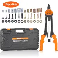 Vevor Riveteuse Manuelle pour Écrou à Sertir 41 cm Pince à Insert Fileté avec 13 Mandrins 186 Écrous de 13 Tailles Outil à Riveter Dérivetage Semi-Automatique avec Mallette pour Automobile Bricolage