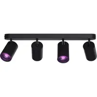 Calex Plafonnier avec 4 spots LED RGB intelligents , Wi-Fi, Bluetooth, 4,9 W, 345 lm, dimmable, lumière blanche et colorée (2200-4000 K), 49 cm, noir mat, classe énergétique G