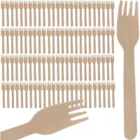Ruhhy Set de fourchettes jetables 100 pièces Couverts en bois Fourchette écologique 20697