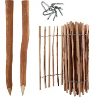 Aquagart kit complet de 5m de clôture en lattes de 80cm de haut avec 5 poteaux en bois de 1,05m de long et des crampons