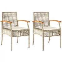 vidaXL Chaises de jardin avec coussins 2 pcs. Beige Poly Rotin Acacia