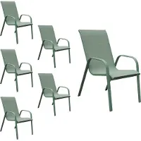 Happy Garden Lot De 6 Chaises Marbella En Textilène Vert Sauge - Aluminium Vert Sauge