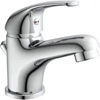 Schutte ATHOS Robinetterie de lavabo avec tirette, robinet de salle de bains avec garniture d'écoulement, chrome