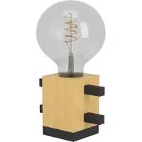Eglo Levantara, noir, marron, acier, bois, IP20, II, E27, 1 ampoule(s)