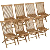 Happy Garden Lot De 8 Chaises De Jardin En Teck Lombok