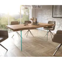 DELIFE Table à manger Edge 180x90 XL acacia nature verre Live-Edge