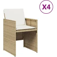 vidaXL Chaises de jardin avec coussins 4 pcs. Beige Poly Rattan
