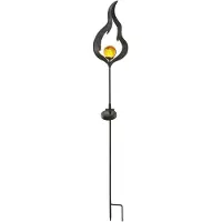 Star Trading Solar-LED-Stab Melilla Flamme/Boule de verre noir/brun