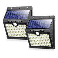 Auronic Lampe solaire d'extérieur avec détecteur de mouvement - Applique murale avec détecteur - Solaire - 97 LED - IP65 - 2 pièces - Noir