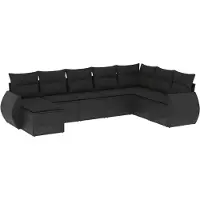 vidaXL Ensemble de jardin canapé 8 pièces avec coussins noir poly rotin
