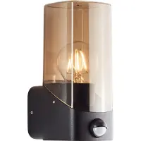 Brilliant Applique d'extérieur noire avec détecteur de mouvement Minou | noir/verre fumé | aluminium moulé sous pression/plastique