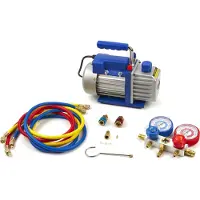 HBM Pompe à vide 1 étage avec 2 manomètres multiples 60 Litres par minute