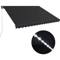 vidaXL Auvent extensible manuellement avec LED 450x300 cm anthracite