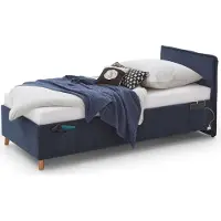 Meise Fun Lit rembourré avec tiroir de lit Pied en bois massif couleur chêne