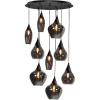 Highlight Suspension Cambio Verre fumé noir à 9 lumières