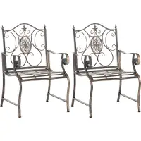 CLP Lot de 2 chaises de jardin Punjab avec accoudoirs,bronze