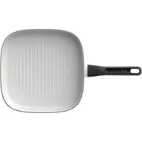 Berghoff Poêle à griller Leo, 26 cm, carrée, revêtement antiadhésif en céramique, compatible avec l'induction, aluminium recyclé, poignée Cool-Touch, blanche