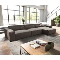 DELIFE Canapé d'angle Sirpio XL 370x170 cm Microfibre Marron Kaki Recamiere variable