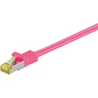 Goobay 91650 Câble patch RJ45 CAT 6A S/FTP (PiMF), 500 MHz avec câble brut CAT 7, magenta, 15 m - LSZH sans halogène, cuivre, connecteur RJ45 (CAT 6A)
