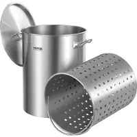 Vevor Marmite à soupe en acier inoxydable 34 L Marmites à grande capacité, Marmite à sauce de qualité commerciale, traitement de ponçage, pour cuire à la vapeur, bouillir ou rôtir, Argent