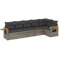 vidaXL Salon de jardin 6 pcs avec coussins gris résine tressée