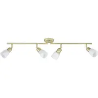 Brilliant blanc et laiton Tube de spot Sofia | 4 flammes | têtes pivotantes | bras rotatifs | avec ampoule adaptée gradable | 4x E14 max. 40 watts | métal/verre