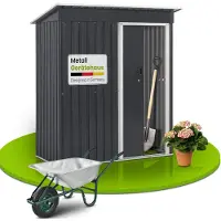Juskys Abri à outils en métal (1,4 m²) - Toit en pente, Porte coulissante, Cadre de fondation et support d'outils inclus - Anthracite