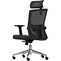 LifeGoods Ergonomic Office Chair - Chaise de bureau - Certifiée NEN et SGS - Adultes - Appui-tête - Noir/Chrome