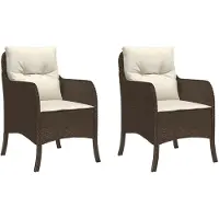 vidaXL Chaises de jardin avec coussins 2 pcs. Marron Poly Rattan