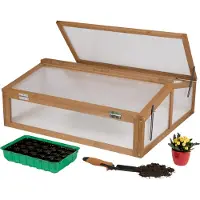 Needs&wants® Petit châssis de couche en bois kit, châssis de couche avec couverture Serre avec couvercle résistant aux intempéries pour jardin balcon extérieur, 90x82x32 cm, polycarbonate, brun foncé