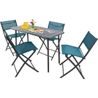 VCM Ensemble salon de jardin 5 pièces | groupe de salle à manger de groupe de sièges | 1xtable, 4x chaises | dimensions de table env. H. 72 x W. 110 x D. 55 cm | Pliable | Ensemble de jardin - Sumila