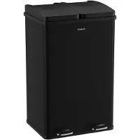 Avalo Poubelle de tri des déchets 60 litres - Acier inoxydable noir - 2 compartiments - Écologique, hygiénique et sans empreintes digitales - Poubelle à pédale