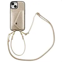 Selencia Coque de télephone Sera avec cordon et porte-cartes enveloppe Apple iPhone 15 - Champagne
