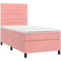 vidaXL Lit boxspring avec matelas rose 80x200 cm velours