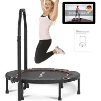 DH FitLife Trampoline de Fitness Pliant Ø102 cm – Capacité 150 KG, 4 Niveaux de Poignée Réglables, Stable pour Enfants et Adultes