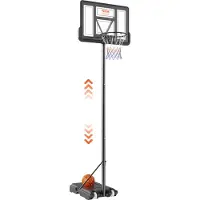 Vevor Panier de Basket Extérieur Intérieur Portable Réglable en Hauteur 122-305 cm Panneau de Basket 112 cm sur Pied à Roulettes avec Base de Lestage pour Adultes Enfants Entraînement de Basket-ball