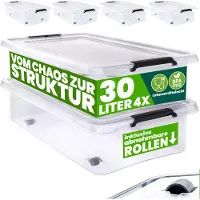 Deuba 4x Boîte de rangement plastique 60x40x17cm 30L