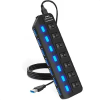 Strex Hub USB 3.0 - Séparateur USB - 7 ports - 5Gbps - Indication LED - Interrupteur marche/arrêt - Câble de 100 cm