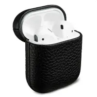 Accezz Coque en cuir véritable Apple Airpods 1 / 2 - Noir