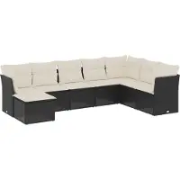 vidaXL Ensemble de jardin canapé 8 pièces avec coussins noir poly rotin