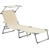En.casa Bain de soleil 'Getaria' avec toit réglable Structure acier 189 x 57 x 28 cm Beige