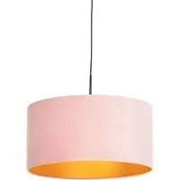 QAZQA Suspension avec abat-jour en velours rose et or 50 cm - Combi