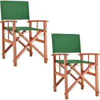 Casaria 2x Chaise de directeur Cannes vert en bois d'eucalyptus