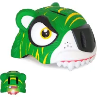 Crazy Safety Casque de Vélo av. Lumière - Tigre - Vert - - 49-55 cm - Casque de Vélo