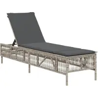 vidaXL Chaise longue avec support gris clair Poly rotin