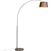 QAZQA Lampadaire à arc moderne en acier avec abat-jour en tissu noir - Arc Basic